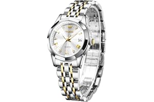 OLEVS Montre Femme Diamant Montre avec Petit Visage Or Argent Bracelet en Acier Inoxydable Étanche Date Montre