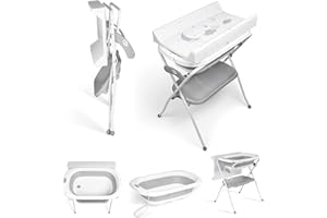 Ms Wanna dla dzieci z nogami, do przewijania i kosza - Wygodna, łatwa do przechowywania, z korkiem i antypoślizgowymi nóżkami - Składana i przenośna wanna dla dzieci