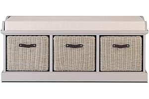 Tetbury Furniture Truffle hallway bench with storage baskets and cushion