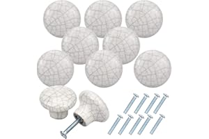 NATUCE 10 Stück Keramik Vintage Schubladenknopf, 32MM Keramik Türgriffe, Weiß Schubladengriffe, Schranktürknöpfe, Moebelknauf, Kommodenknöpfe Schubladenknöpfe Set, Knauf für Schrank Schublade Küche