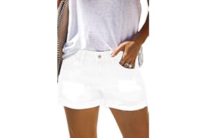 AOISAGULA Damen Denim Shorts Retro-Stil Hot Pants Loch Kurze Jeans mit Taschen für Sommer