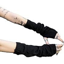 Buy HeiBai Xiong Punk Arm Warmers For Women Goth Fingerless Grunge