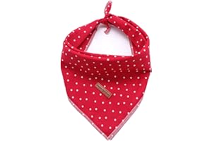 Unique style paws 1PCS Hundebandanas Waschbarer Baumwollquadrat-Latz, Verstellbarer Hundetuch für kleine mittelgroße Hunde und Katzen/Rotes Hintergrund mit weißen Punkten