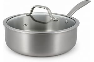 MENASTYL - Sauteuse inox 18/10 Triply 24cm tous feux dont induction fabriquée en France - sans PFAS ni substances nocives - Compatible lave-vaisselle - Poignée rivetée - 6020529