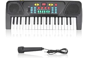37 Touches Clavier électrique, Piano de Musique Avec Microphone Instrument de Musique Jouet Clavier de Musique Portable Jouets D'apprentissage Musical électronique pour Débutants Noir