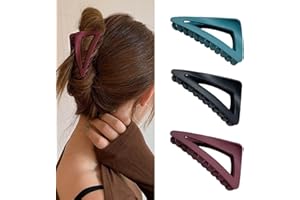 IYOU Pinzas para el pelo francesas mate, triangulares, de plástico, medianas, antideslizantes, para exteriores, para mujeres y niñas (3 unidades)