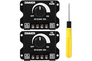 ACMEROTA Controlador de atenuación LED 12V-24V 30A, 144W PWM Interruptor de atenuación LED para tira de luz LED Tira de luz LED de un solo color Lámpara de iluminación Cinta de luz Control de botón negro