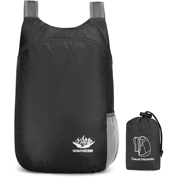 Sac à Dos Pliable 20 L – Ultra Léger 85 G, étanche, Parfait Pour Randonnée, Voyage, Camping (noir)