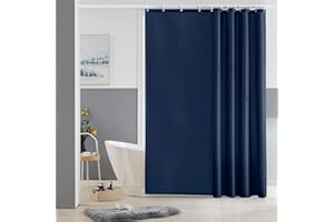 Furlinic Cortina Ducha Antimoho Azul Marino Impermeable Tela Poliester Cortinas Baño Originales 180x180cm con 12 Anillas Cortina Ducha