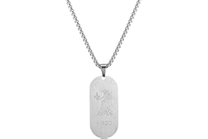 AFSTALR Segno Zodiacale Collana Pendente Piatto militare Argento/Oro/Nero Zodiaco Collana Regalo di Natale Uomo