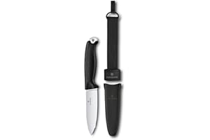 Victorinox Coltello Venture, 5 Funzioni, Made in Switzerland, Coltello da Bushcraft a Lama Fissa, con Lama da 10,5 cm e Foro Esagonale, Codolo Intero, Nero