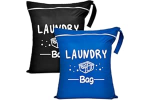 PASHOP Reise Wäschesack Klein mit Reißverschluss, Wasserdichte Reise Wäschebeutel für Schmutzwäsche, Badebekleidung, Waschbarer Camping Dry Wetbag Stoffwindeln, Geeignet für Fitness (Schwarz+Blau)
