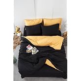 Mer-tim Cotton Ranforce Single Double Sided Duvet Cover Duvet Cover 160x220 Black-yellow