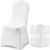 VEVOR Elastic Chair Covers without Armrests, 50 Pieces, White | For Wedding and Banquet Decoration, Made of 94% Polyester and