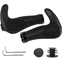 Manopole Bici Ergonomiche Lock-On Grigie - Gomma TPR, Doppio Blocco In Alluminio, Diametro 22,2 Mm - Per MTB, Trekking, Città, Pieghevoli - 3