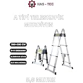 Teleskopik Merdiven A Tipi Uzayan 5,6 Metre 9+9 Basamaklı Al&uuml;minyum
