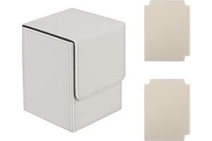 Tokenhigh Deck Box for MTG Commander Cards with 2 Dividers，Strong Magnet Deck Card Holder Case for 100+ Sleeved Card，PU Leather Card Storage Box Fit for YuGiOh TCG CCG (white)