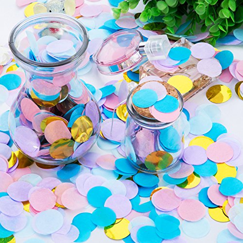 Outus 1 Zoll Papier Konfetti für Baby Dusche Braut Dusche Party Dekoration, 10000 Stück, 5 Farben - 5
