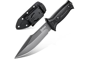 Japaknives Cuchillo de supervivencia al aire libre,Full Tang Cuchillo de camping con funda Kydex,Cuchillo de hoja fija mango G10,Regalo para hombres