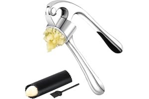 FENGCHUANG SchiaAccia Aglio Acciaio Inox Spremiaglio in Acciaio Inox da Cucina Professionale Frantoio Aglio Tritatutto per Aglio Facile da Pulire e durevole (Aargento)