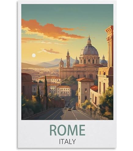 Poster Vintage Rome Italie – Affiche Rétro Voyage Sans Cadre 30x45 Cm – Déco Murale Esthétique