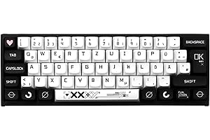 ‎JSJT JSJT German Keycaps XDA Profile Black and White Keycap 129 Keys Theme Keycap PBT Keycaps for ANSI/ISO Layout Cherry MX Switch Mechanical Keyboards