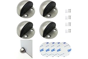 ANQFZQE Door Stoppers for Floor,4 Pack Oval Self Adhesive Door Stop,Stainless Steel Floor Door Stop for Hard Floor Glass Door Home & Office Use,Silver
