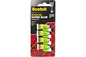 Scotch Super Glue Gel 0.017 oz (0.48gr.) per Tube Clear color, 4 tubes/pack Strong Adhesion Instant Bonding Liquid with Precision Applicator All purpose Fast Drying