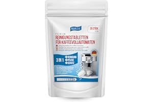 ‎AGUALEVE Reinigungstabletten 25 Stück – für alle Marken und Arten von Kaffeevollautomaten und Kaffeemaschinen, z. B. De’Longhi, Philips, Siemens, Saeco, Melitta, Krups, Miele – Markenqualität Made in Germany