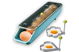 QeeHeng Portauova da frigorifero impilabile, contenitore per uova a scorrimento automatico, per frigorifero e uova, per cucina e fattoria, con 2 anelli per fornelli per uova