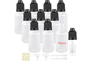 Apstaqeoo 10Pcs, 30Ml Plastic Dropper Bottles, Empty Squeezable Liquid Dropper Bottle Eye Droppers Sample Dispenser White Paint Dropper Bottles with Cap, Funnel, Label, Dropper for Essential Oil