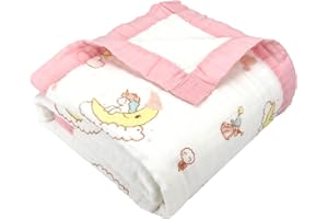 Hivia 110 * 110CM Mussole Neonato Cotone-6 Strati di Morbida e Confortevole Copertina Neonato Cotone,100% Cotone Coperta Neonato Adatto per Culla, Carrozzina|Unicorno Rosa
