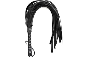 PLIMBIN Fouet en Cuir Frangé, Fouet d'Entraînement Equestre en Cuir Outil d'Enseignement de Formation Fouet De Cheval pour Les Sports D'équitation en Plein Air Entraînement Quotidien à l'équitation (Noir