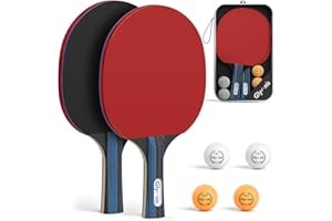 Glymnis Table Tennis Set of 2 with 4 Balls, Table Tennis Paddle Set with Storage Case, Portable Ping Pong Rackets for Indoor Outdoor Games