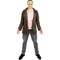 Disfraz Oficial Jason Viernes 13 Para Hombre Talla S | Chaqueta De Pana, Camiseta Y Máscara De PVC | Halloween Y Carnaval