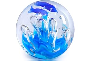 EUSTUMA Hand Blown Glass coral Figurines ball,Paperweight Glass Ball,Sea Plant Ornament for Fish Tank Aquarium,Sea Plant Collection for Birthday Gift