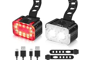 Miconi Bike Light Set, Super Bright USB Rechargeable Bicycle Lights,5+6 Modes IPX6 Waterproof LED Headlight Mountain Bike Light,Safety & Easy Mount Cycling Front Light & Rear Light for Road,Mountain