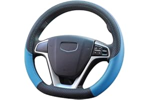 Pahajim Pokrowiec na kierownicę samochodową typu D pokrowiec na kierownicę samochodową ze skóry PU osłona kierownicy w kształcie litery D oddychająca antypoślizgowa 37-38 cm dla mężczyzn i kobiet