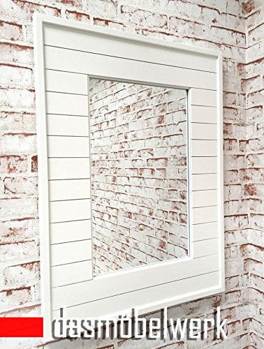 Wandspiegel Landhaus maritim eckig 80 x 60 cm mit weißen Holz-Rahmen 002006