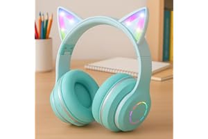 OHAANYY Casque Bluetooth pour Enfants sans Fil,Casque Cat Pliable avec LED Flash Lumières Glow, Enfants Bluetooth 5.0 avec Microphone et Contrôle du Volume, Carte Slot pour PC/Tablettes/TV (2)
