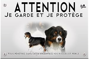 Pets-easy Panneau Attention au chien berger australien tricolor
