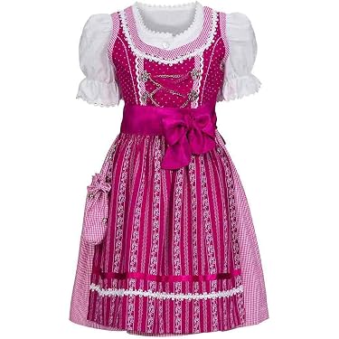 MS-Trachten Kinder Dirndl Lilly 3-teilig – Floraler Blümchenstoff, Mit Bluse & Schürze