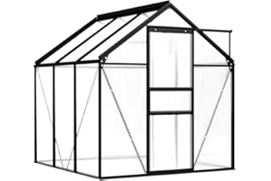 vidaXL Gewächshaus UV-beständig Garten Treibhaus Tomatenhaus Frühbeet Pflanzenhaus Anthrazit Aluminium Polycarbonat 3,61m² 190x190x125/195cm