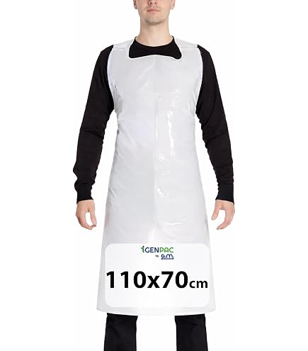 Haifly - Grembiuli usa e getta, in plastica, 10 pezzi, colore: Bianco