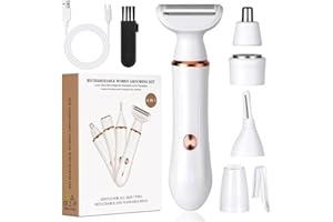 ACWOO Elektryczna golarka dla kobiet, 4 w 1, bezbolesna, trymer do włosów twarzy, nosa, pach, okolic intymnych, strefy bikini