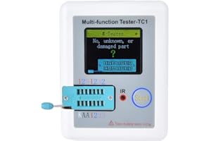 ZUNATE Electronic Component Tester, LCR-TC1 1.8" Color LCD Display Capacitors Detector, NPN PNP Transistor Automatic Calibration Checker, Diode Triode Resistor MOS SCR ESR Inductor Meter