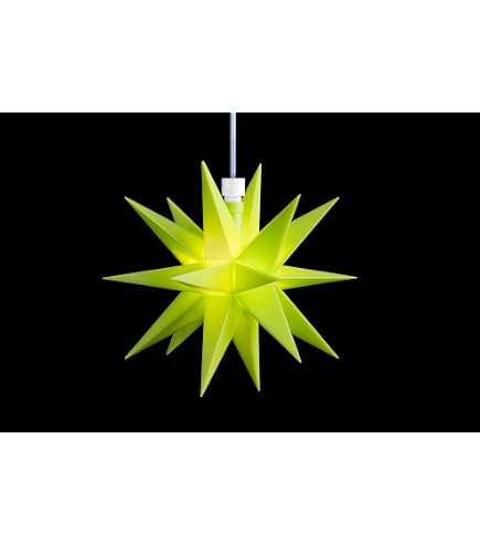 DecoTrend GmbH Sterntaler Dekostern | Weihnachtsstern | Kunststoff |  Mini-Stern | 18-Zacker | Gelb | 12cm | Innen | LED | Batterie | mit  Fernbedienung & Timer : Amazon.de: Beleuchtung