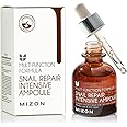 [MIZON] SNAIL REPAIR INTENSIVE AMPOULE (30ml) Korean Skincare - Repair serum with 80% snail mucin extract - Intensive anti-aging treatment - Hydration, Radiance, and Rejuvenation.