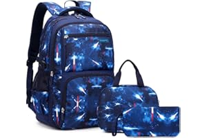 BANSUSU Space School-Bag Backpack with Lunch-Bag for Boys Middle School Elementary Bookbag