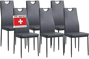 ‎ALBATROS ALBATROS Esszimmerstühle 6er Set Salerno, Grau - Edles Italienisches Design, Kunstleder-Bezug, bequemer Polsterstuhl - Moderner Küchenstuhl, Stuhl Esszimmer oder Esstisch Stuhl